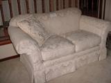 exquisite off white damask love seat