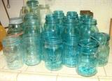 Antique Vintage Atlas Ball Mission Perfect Strong Shoulder Canning Mason Jar Jars Aqua Sky Blue Clear Pint Quart Half Gallon Wire Handle Glass Porcelain Zinc Lid Lids Bubble Glass