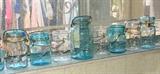 Antique Vintage 1920's 1930's Canning Mason Jars Atlas EZ Lightning Sure Seal Ball Ideal Aqua Blue