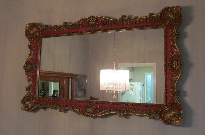 Great large mirror.  Red and gold, very regal.