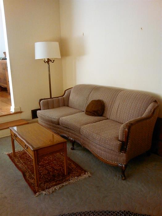 Sofa and Antique floor lamp qty 2