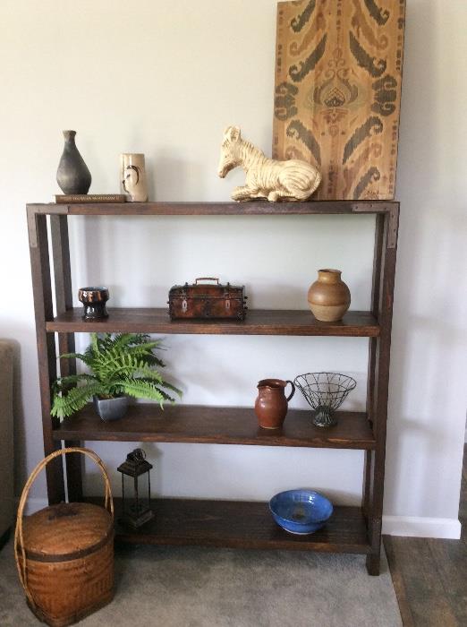 The shelves are so cute! Industrial rustic!