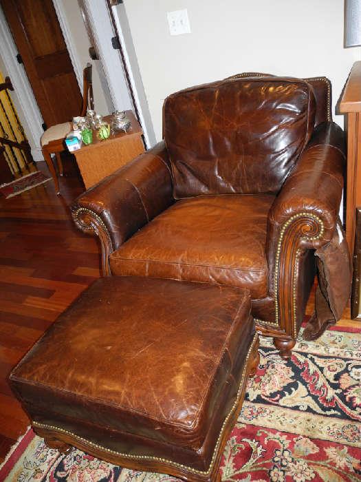 Nice leather club chair with ottoman