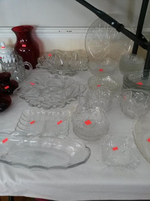 crystal and clear glass dishes