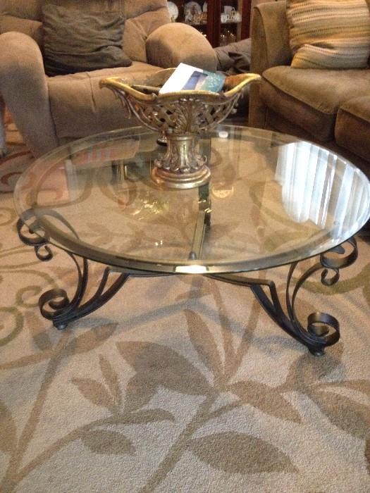 glass & wrought iron coffee table