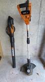 Battery operated garden tools, leaves blower and trimmer, very good condition.