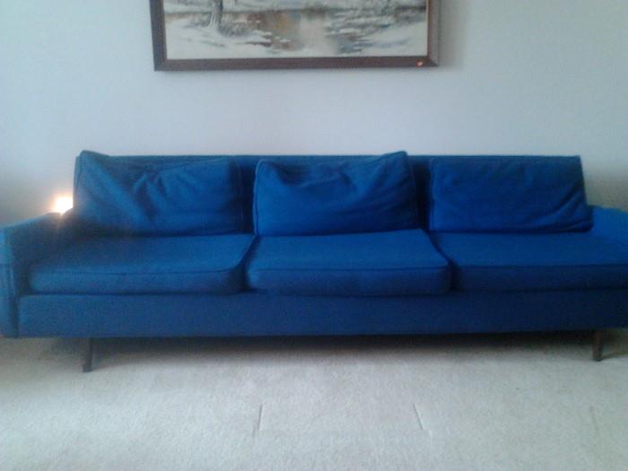 MCM Florence Knoll Style Blue Wool Sofa