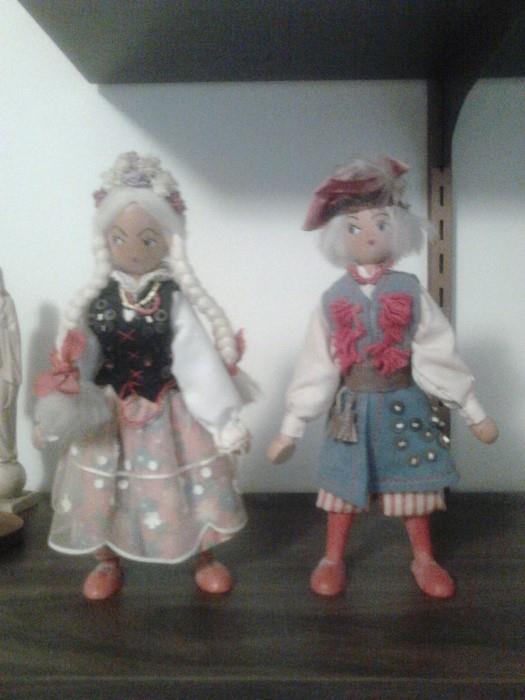 Polish Folk Art Wood Dolls Vintage