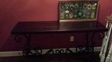 Gorgeous and solid mahogany and iron sofa /entry table