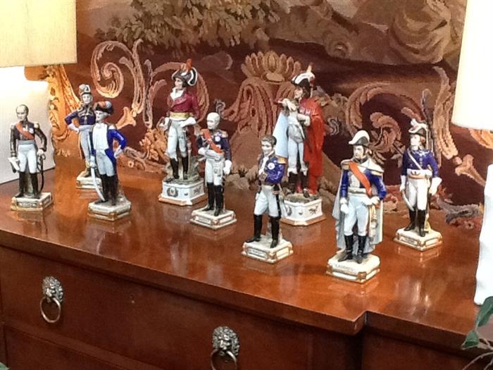 Set of 9 porcelain Napoleanic army soldiers