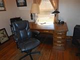 Oak executive desk and desk chair