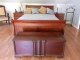 Sleigh bed and chest