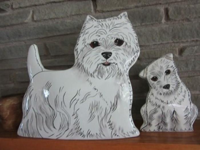 Nina Lyman hand painted dogs. 