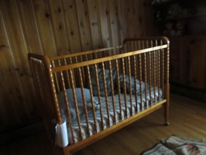Jenny Lind style crib has slats that are safe for babies. The bed was only used for visiting grandchildren. 