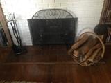 Fireplace screen w/tools