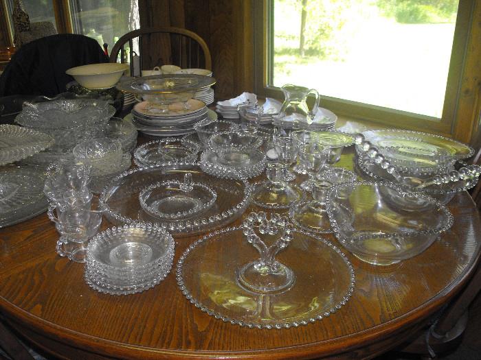 Beautiful candlewick and other decorative glassware