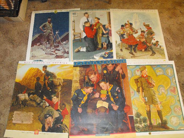 Six large (16x21) Norman Rockwell prints honoring Boy Scouts