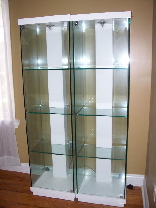 Pair of lighted display cabinets - both have locks.  Perfect for your shop or to showcase your collection.