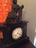 Bronze clock,  second hand is broke, clock works