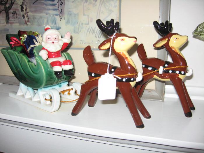 Vintage Napco Santa with reindeer this one is hot on eBay!