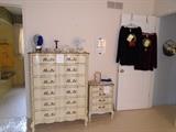 French Provinical 6 drawer chest and 2 four drawer night stands