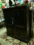 leaded glass bookcase