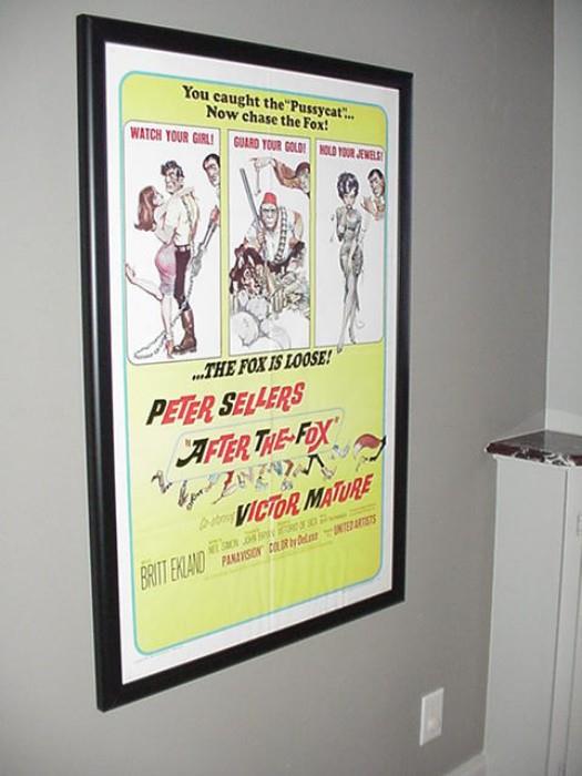 Framed movie poster, After the Fox with Peter Sellers