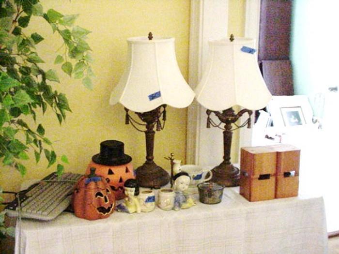 Lamps, halloween, keyboard, planters, candle holders and more