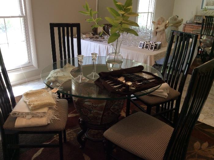 Dining table, chairs, dining accessories