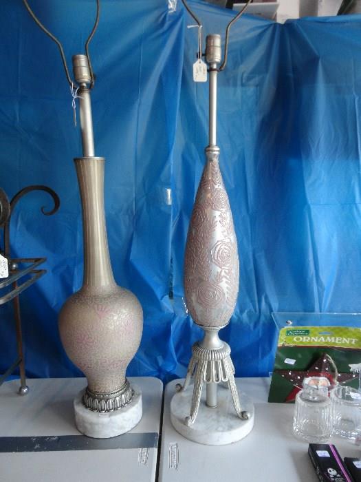 Mid-Century Italian Glass & Marble Lamps