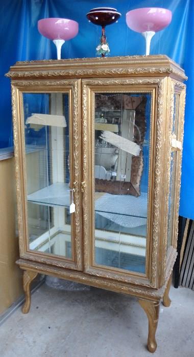 Ornate Beveled Glass French Style Display Case 