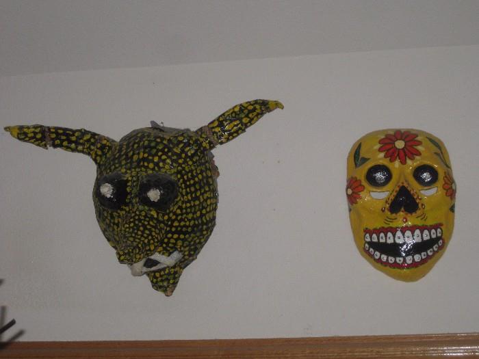 Mexican folk art masks ( sugar skull Muertos skeleton mask)