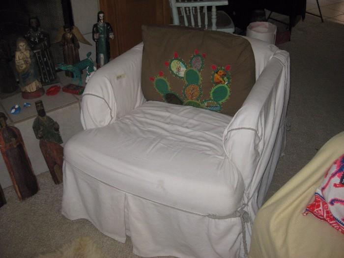slipcovered chair