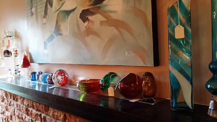 Glass paperweights, vintage glass ashtrays, art glass