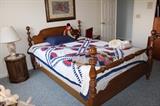 Ethan Allen Full size bed and hand sewn saw tooth quilt