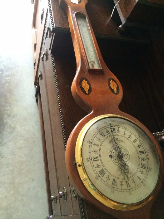           Vintage barometer & clock