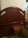 Queen bed headboard/footboard; small drop leaf table