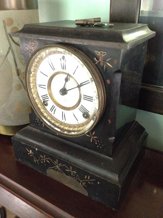Ansonia Black Mantle Clock 