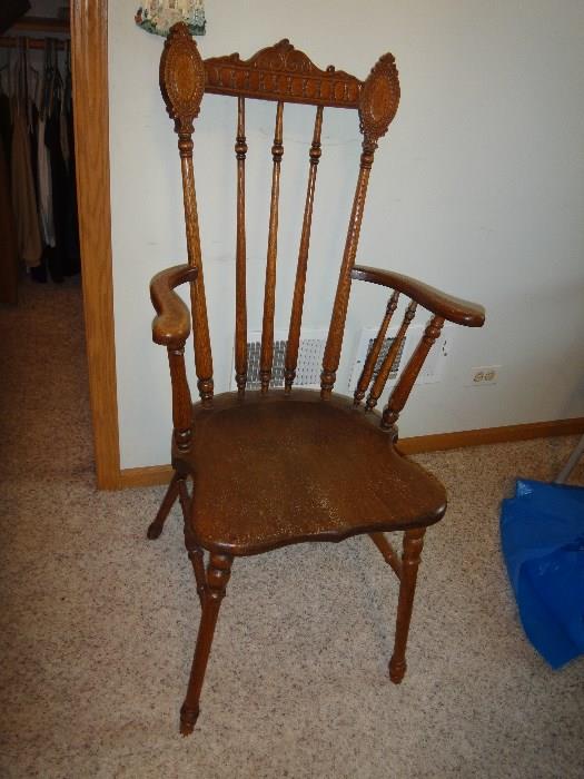 Antique solid oak chair.  
