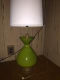 Pair of Mid-Century green Pottery Lamps