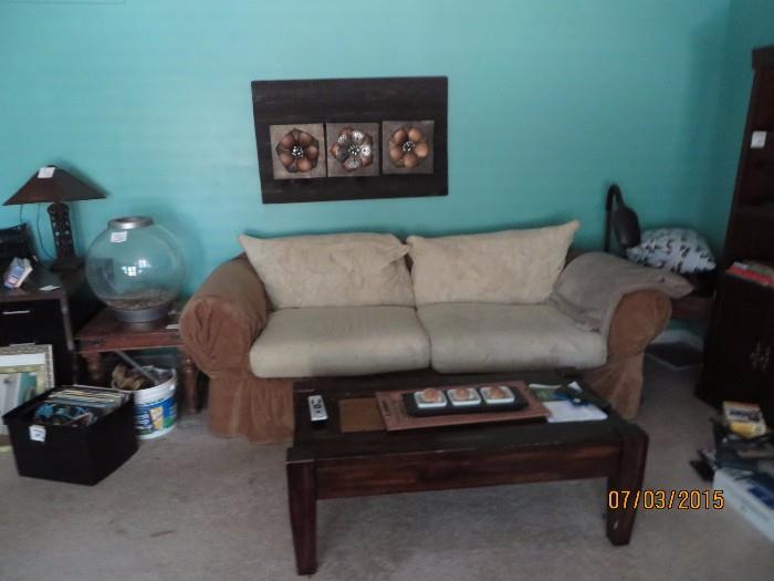 Couch, Coffee Table, End Table, Fish Aquarium, Fun Picture