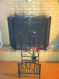 Fireplace screen, tool holder and wood rack combo