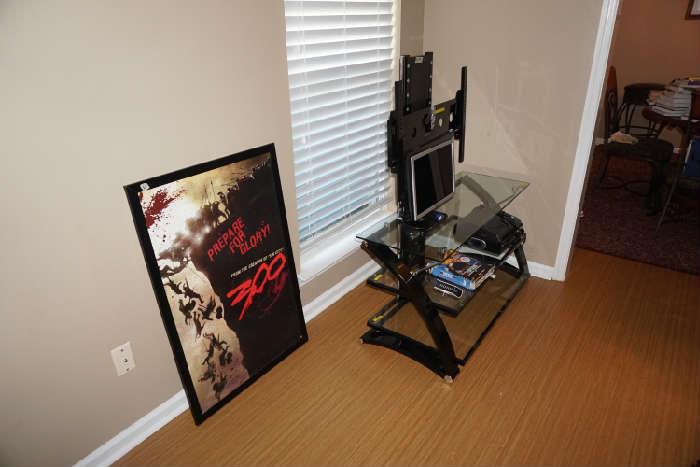 TV stand, Dell monitor, Jensen turntable