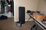 Fender amplifier, guitar case, misc. clothing, motorcycle jacket, etc.