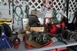 misc parts (motorcycle?), tools