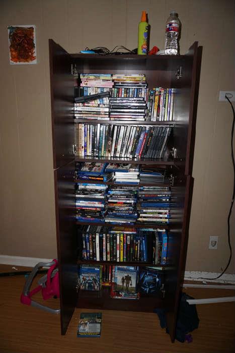 DVDs and DVD cabinet