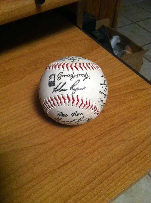 Texas Rangers signed baseball / Nolan Ryan's signature