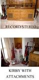 RECORD/STEREO CABINET AND KIRBY VACCUM