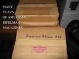 Various years of American Rifleman magazines all neatly packed.