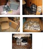 (2) Movie projectors, Brand new in the box 50's chairs and BEER cans.